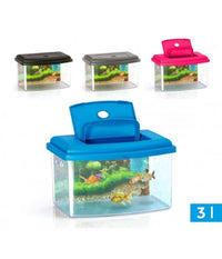 Acquario Rettangolare In Plastica Rigida 3 Litri Con Coperchio 22 X 16 X 14 Cm         