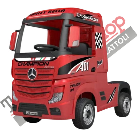 Camion Elettrico per Bambini Truck Mercedes ACTROS 12V Porte Apribili colore Rosso