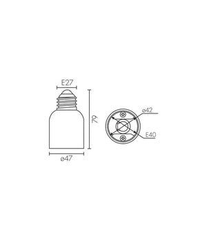 Adattatore Convertitore Riduttore Riduzione Lampade Attacco Da E27 A E40         