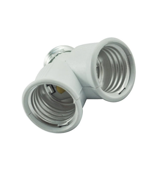 Adattatore Sdoppiatore Portalampada Attacco Da E27 A 2 Prese E27 Bianco Socket         