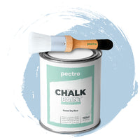 Chalk Paint Vernice a Gesso 750ml + Pennello Tondo in Legno Pack, Pittura per Mobili Senza Carteggiare AZZURRO PASTELLO