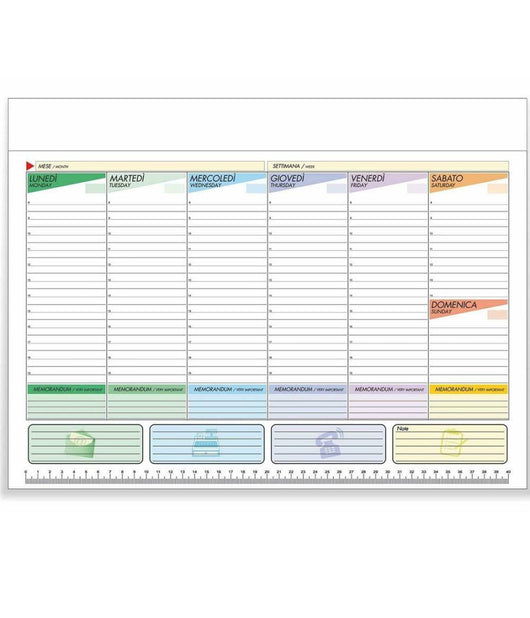 Agenda Planning A4 Settimanale Da Tavolo Anno Bianco Perpetuo Senza Data 21x30cm         