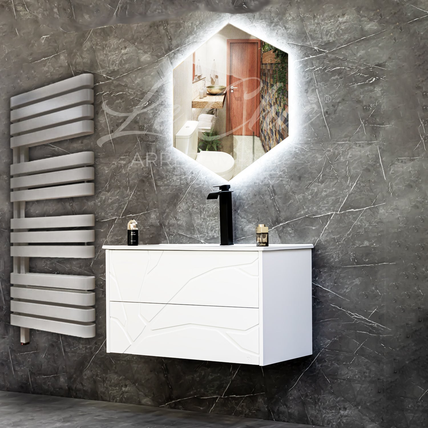 Mobile bagno moderno sospeso - 90x46