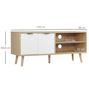 Mobile TV 46” Max 2 Ripiani 2 Ante 110x39x48,8 cm in Truciolato Bianco e Legno Naturale