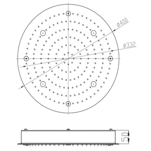 Soffione doccia a soffitto installazione da incasso acciaio inox tondo