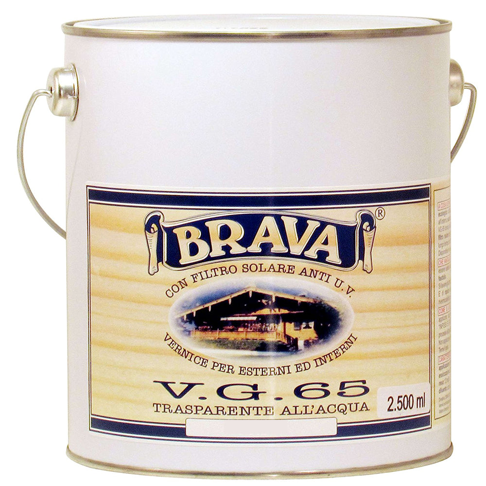 Vernice brava vg65 per legno all'acqua lucida incolore 2500 milliliter