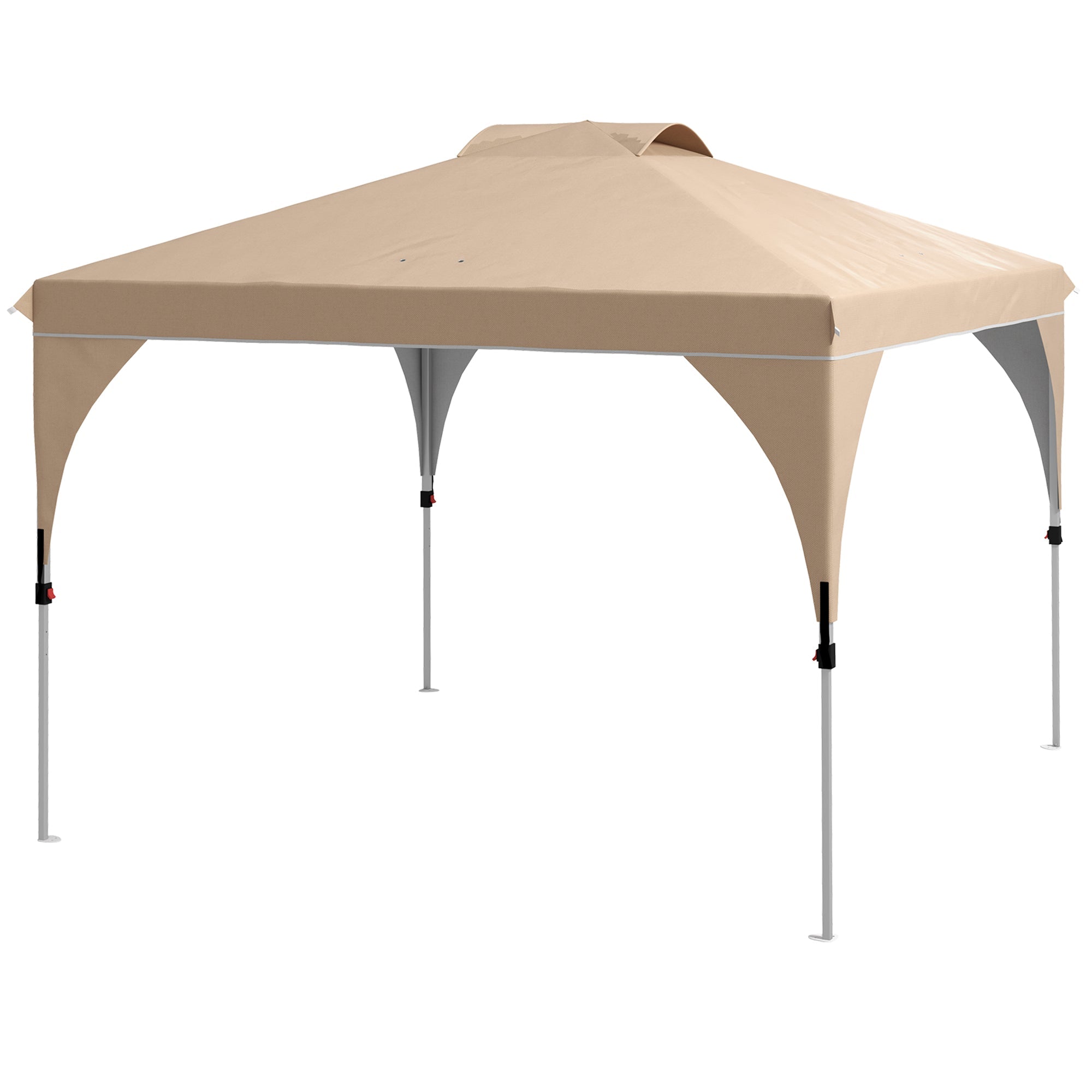 Gazebo da Giardino 3x3 m Pieghevole con Altezza Regolabile e Borsa di Trasporto con Ruote Beige