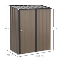 Casetta Box da Giardino 161,5x94,5x196 cm Porta Attrezzi con Catenaccio in Acciaio Marrone