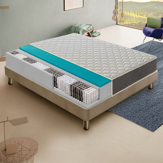 Materasso 160x190 Molle insacchettate e Memory Foam - Altezza 30 - 4 cm memory Foam