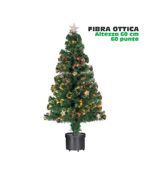 Albero Di Natale Fibra Ottica Stars 60cm 60 Punte 9 Stelle Colore Verde         