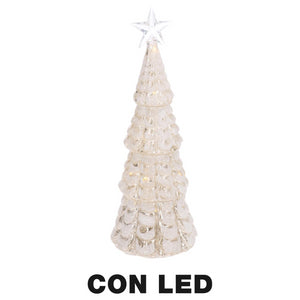 Albero led vetro con stella bianco cm ø9,5h26