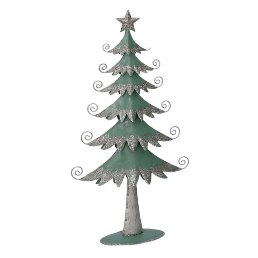 Albero metallo argento e verde salvia cm21x6,5h40,5