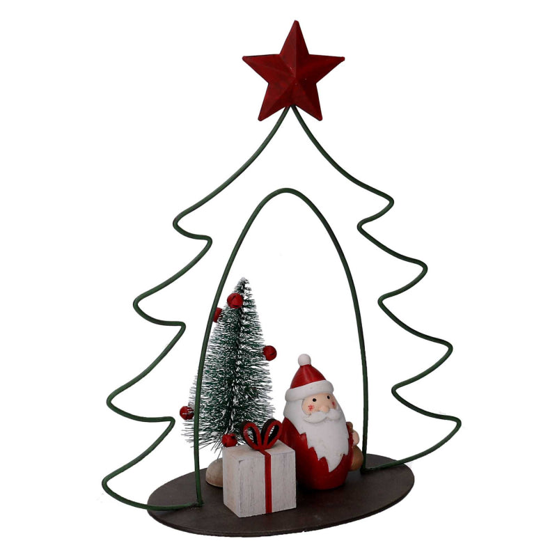 Albero metallo con babbo natale resina rosso cm21x9,5h25,5