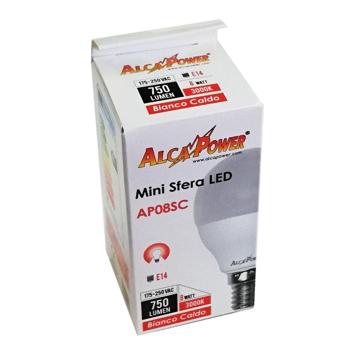 Alca power lampada mini sfera a led da 8w e14 750lm, scegli il tipo di luce  bianco naturale