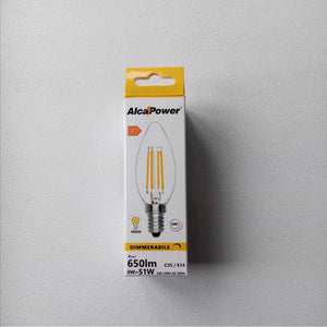 Alca power lampada oliva dimmerabile a led da 6w-51w 650lm 4000k e14