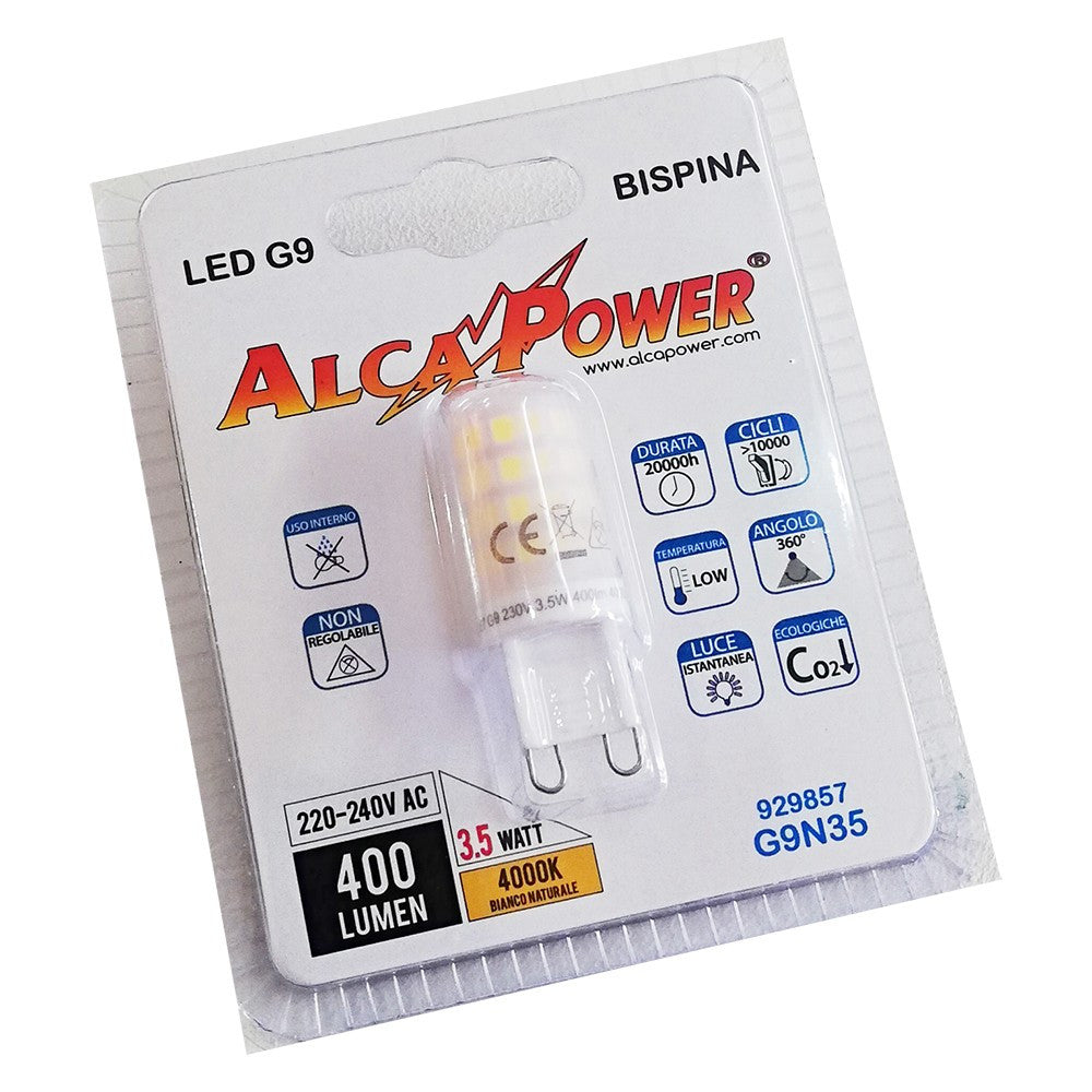 Alca power lampadina bispina a led da 3,5w g9 400lm