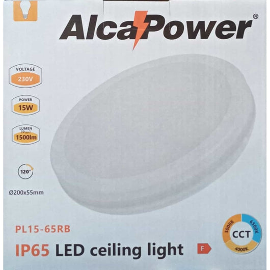 Alca power plafoniera led tonda 15w 1500lm ip65 - per esterni ed interni