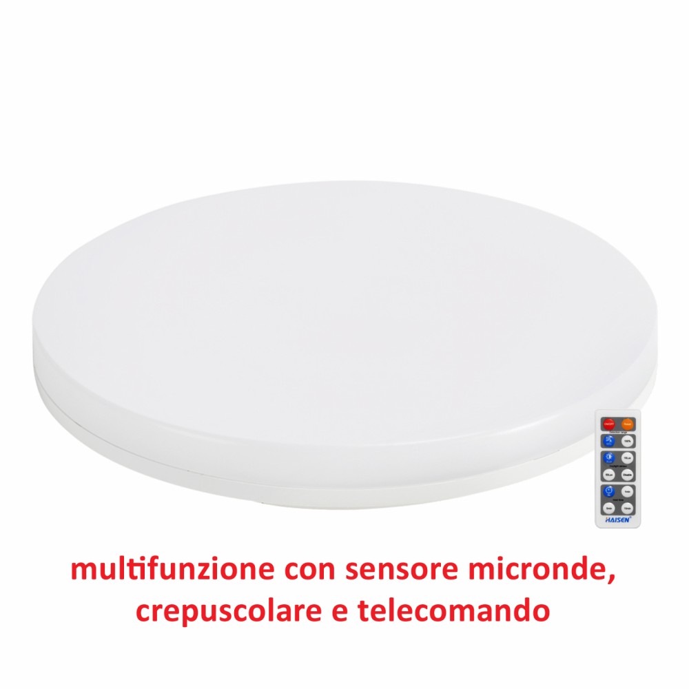 Alca power plafoniera led tonda 24w 2000lm ip54 con sensore microonde e crepuscolare - per esterni ed interni