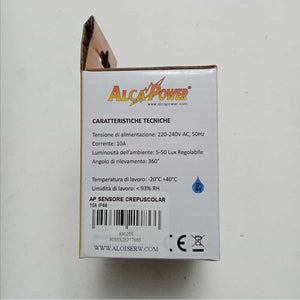 Alca power sensore crepuscolare 10a ip44 con angolo di rilevamento di 360°