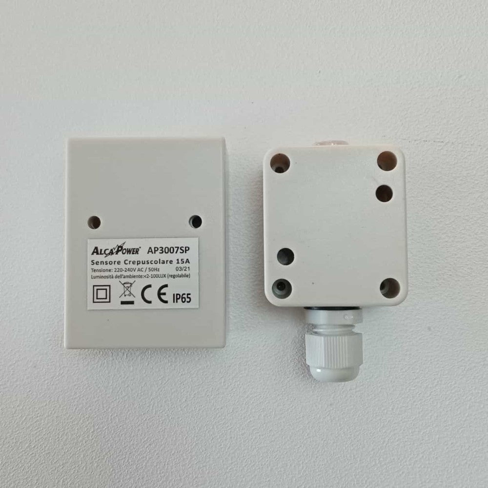 Alca power sensore crepuscolare 15a ip65 con angolo di rilevamento di 360°