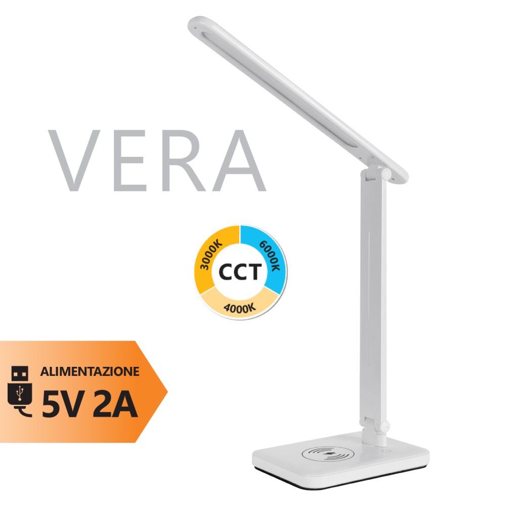 Alca power vera lampada da tavolo 5w 250lm con caricatore wireless per smartphone