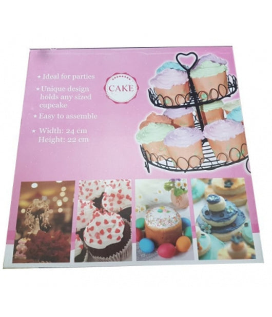 Alzata Tortiera 24x22 Cm Due Piani Ferro Porta Dolci Muffin Cup Cake Decorazioni         