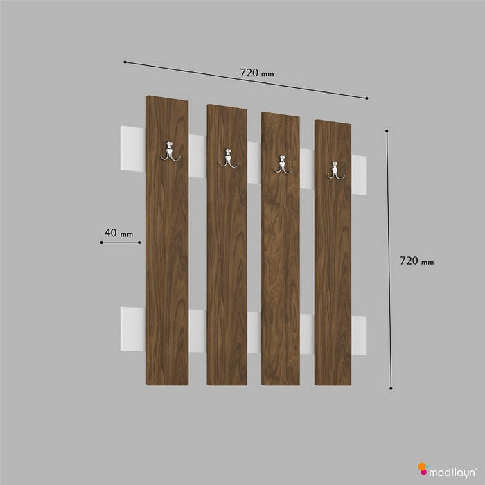Appendiabiti da Parete Morena, Noce, Truciolare Melaminico, 72x4x72 cm, EPIKASA