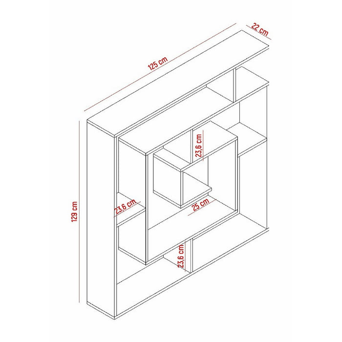 Libreria Giusi, Bianco, Truciolare Melaminico, 125x22x129 cm, EPIKASA