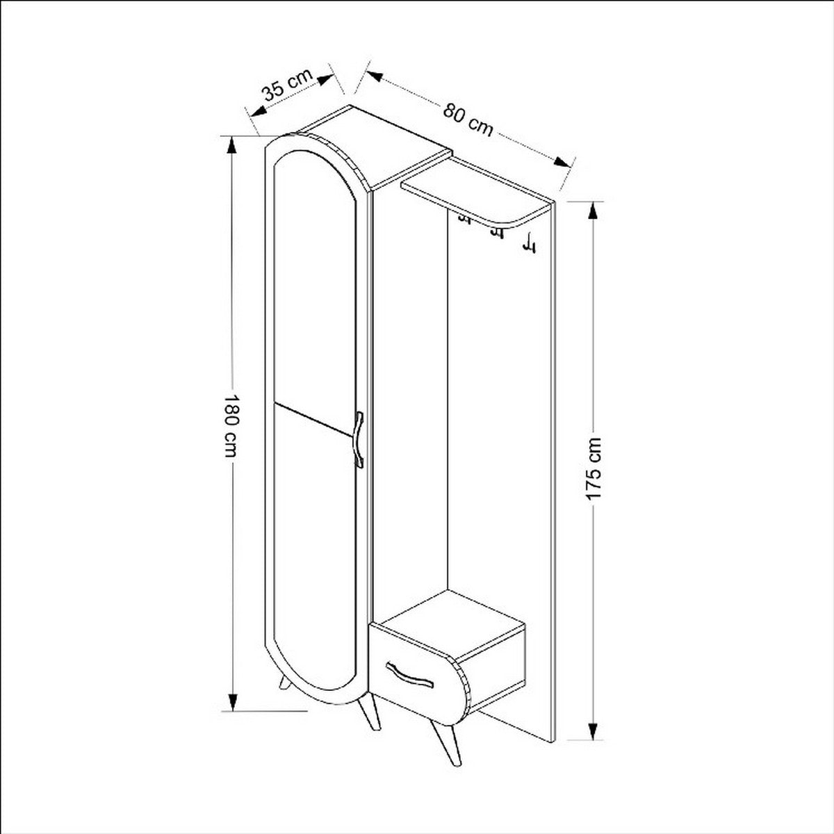 Mobile Ingresso Flora, Noce, Truciolare Melaminico, 80x35x180 cm, EPIKASA