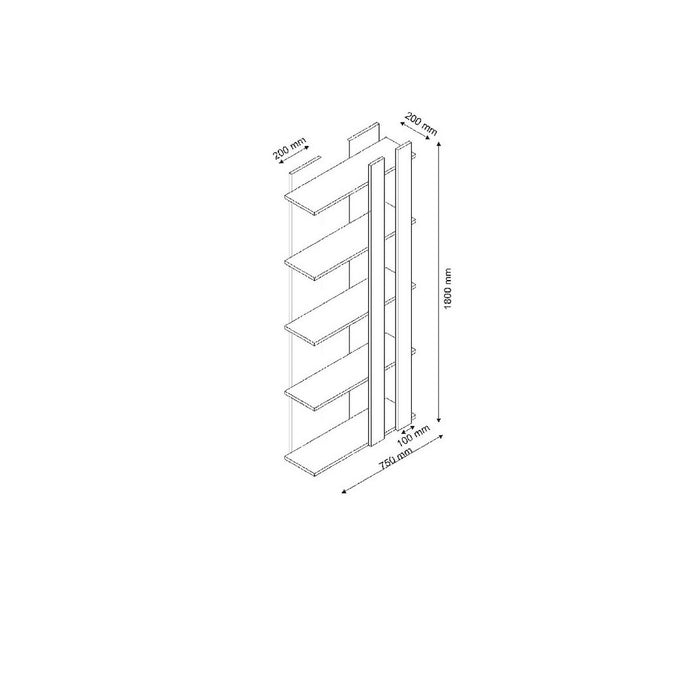 Libreria Cristiana, Antracite, Truciolare Melaminico, 75x20x180 cm, EPIKASA