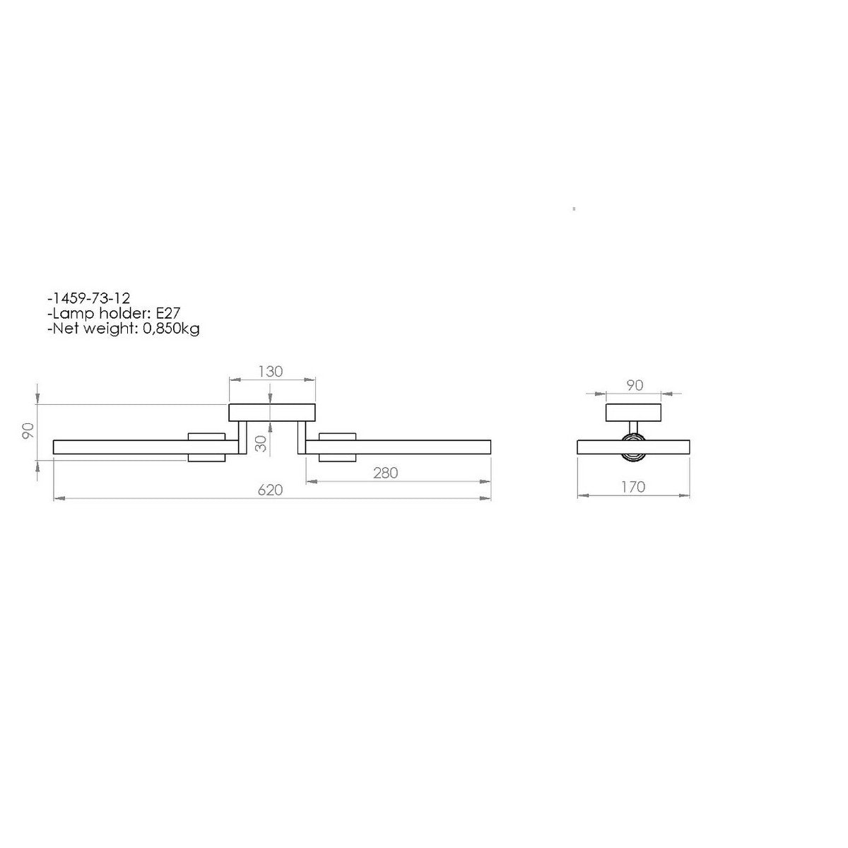 Lampada a Soffitto Como, Legno, Metallo, 62x17x9 cm, EPIKASA