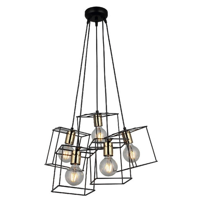 Lampada a Sospensione Milano, Nero, Metallo, 43x43x117 cm, EPIKASA