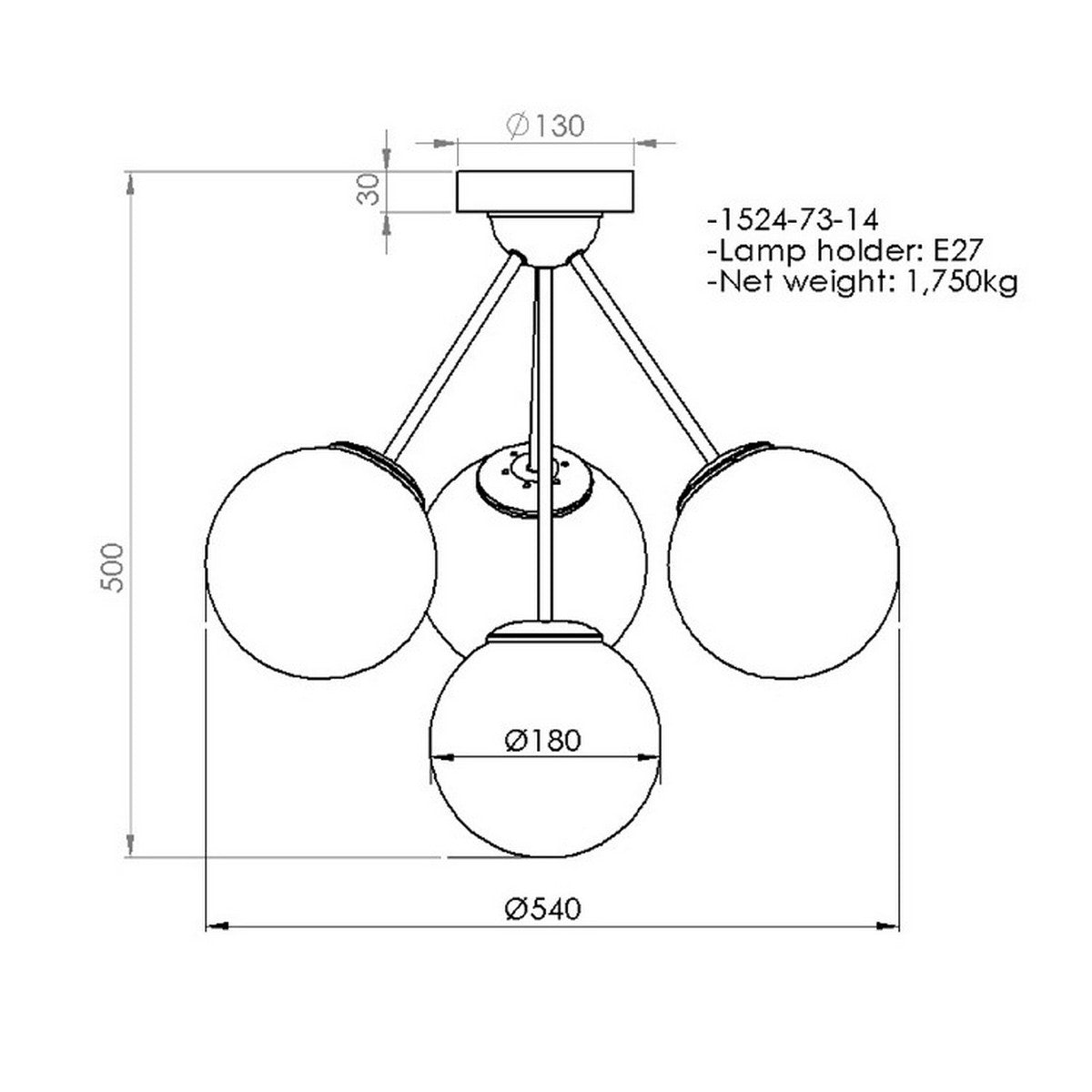 Lampada a Soffitto Potenza, Oro, Metallo, 54x54x50 cm, EPIKASA