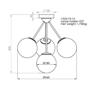 Lampada a Soffitto Potenza, Oro, Metallo, 54x54x50 cm, EPIKASA