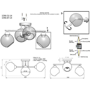 Lampada a Soffitto Bari, Cromo, Metallo, 56x65x27,5 cm, EPIKASA