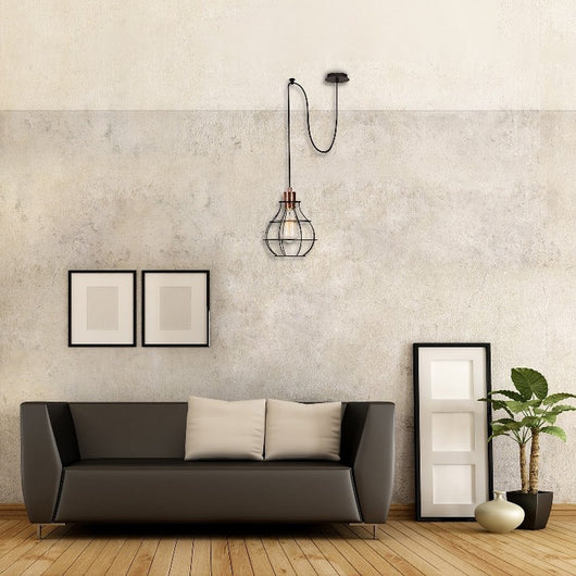 Lampada a Sospensione Wire-Fall, Nero, Metallo, 100x20x113 cm, EPIKASA