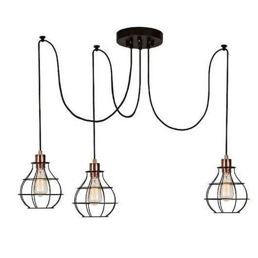 Lampada a Sospensione Wire-Fall, Nero, Metallo, 180x180x113 cm, EPIKASA