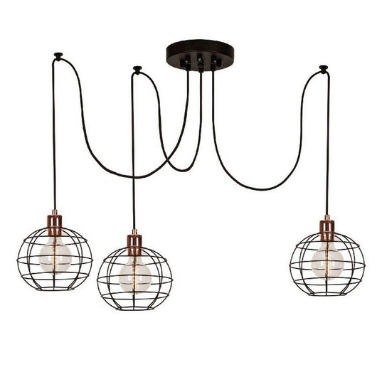 Lampada a Sospensione Wire-Fall, Nero, Metallo, 180x180x113 cm, EPIKASA