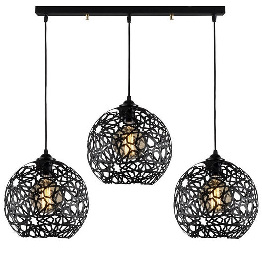 Lampada a Sospensione Seljuk, Nero, Metallo, 75x25x115 cm, EPIKASA