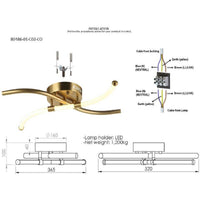 Lampada a Soffitto Alessandria, Oro, Metallo, 36,5x52x10 cm, EPIKASA