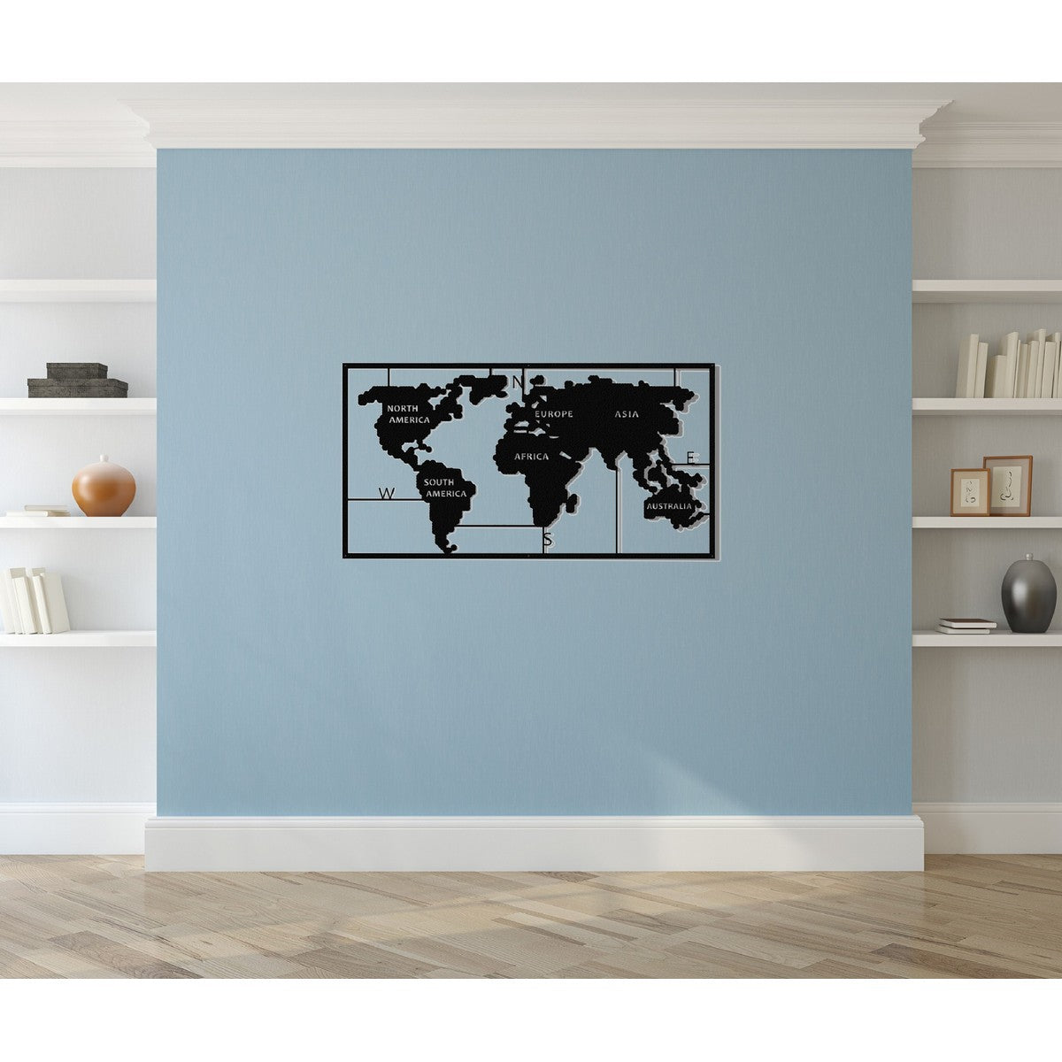 Decorazione in Metallo Mappa Mondo, Nero, Metallo, 90x2x55 cm, EPIKASA