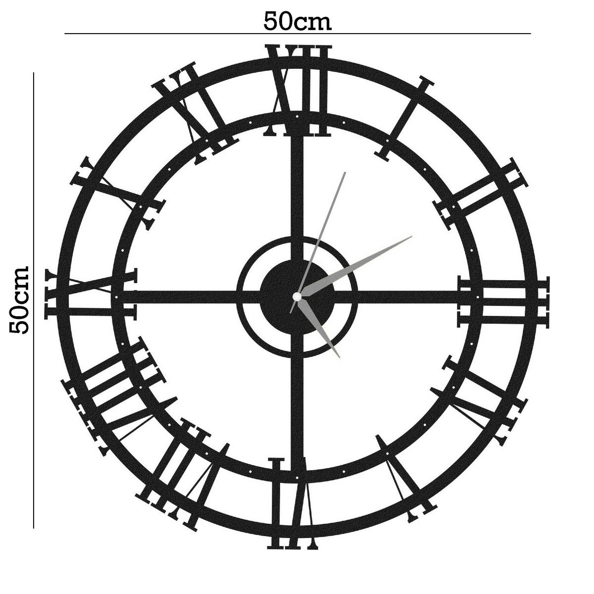 Orologio da Parete Vintage 1, Nero, Metallo, 50x0,16x50 cm, EPIKASA