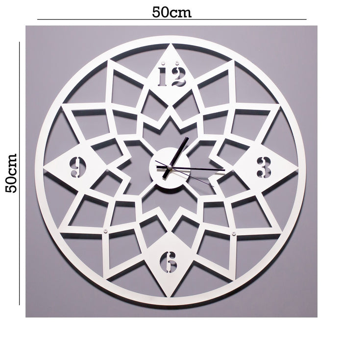 Orologio da Parete Geometrico, Bianco, Metallo, 50x1,5x50 cm, EPIKASA