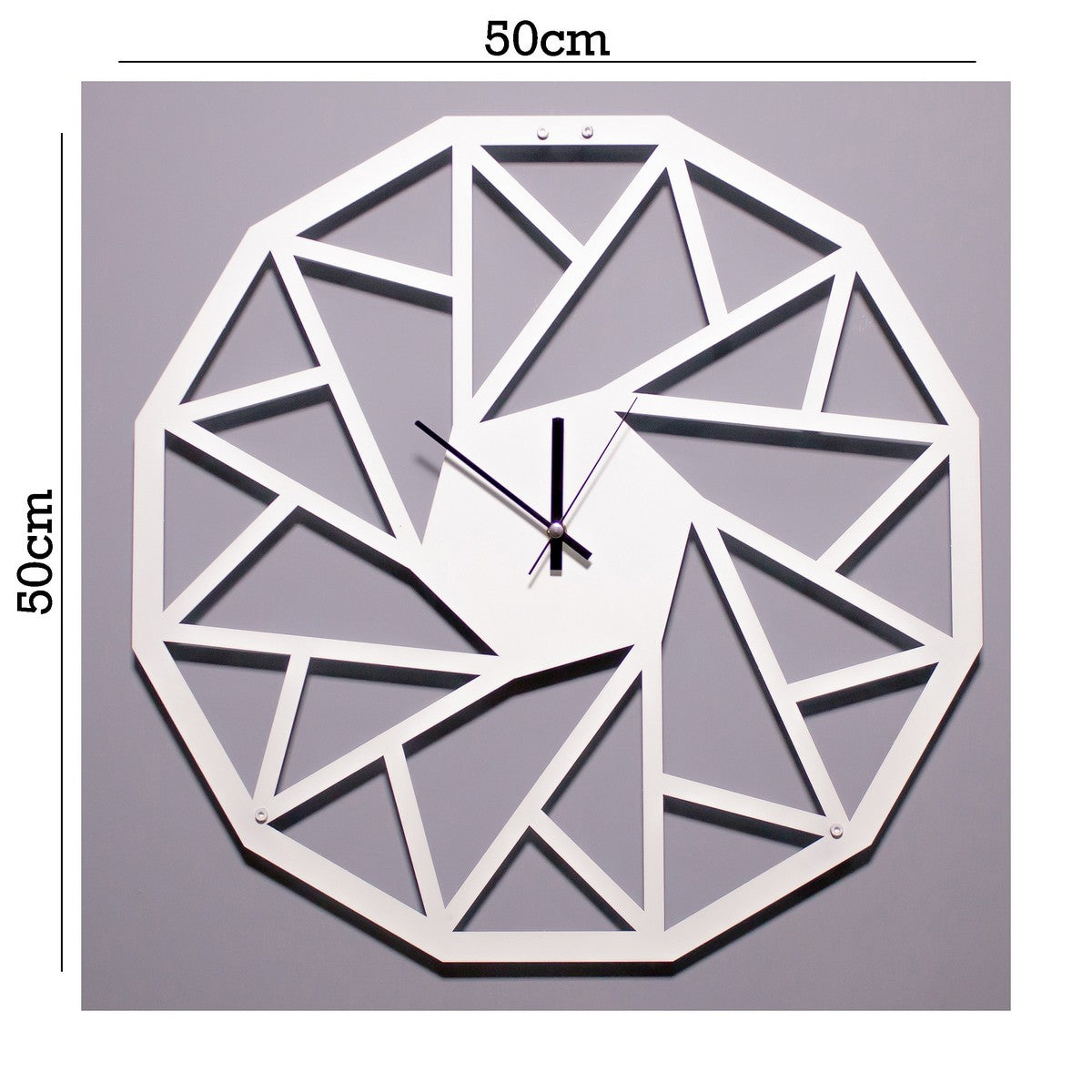 Orologio da Parete Geometrico 1, Bianco, Metallo, 50x1,5x50 cm, EPIKASA