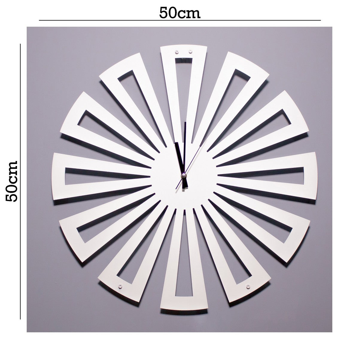 Orologio da Parete Geometrico 2, Bianco, Metallo, 50x1,5x50 cm, EPIKASA