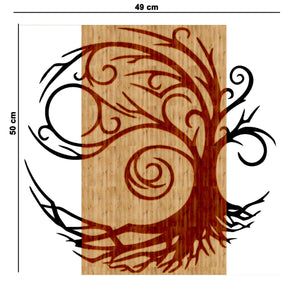 Decorazione in Metallo e Legno Albero 1, Legno, Metallo, 49x1,8x50 cm, EPIKASA