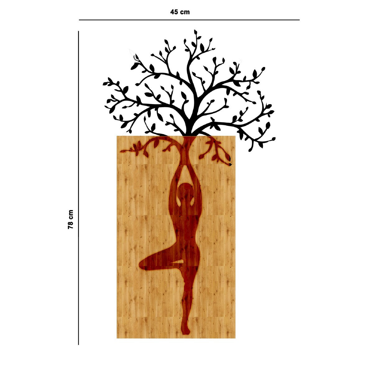 Decorazione in Metallo e Legno Albero 7, Legno, Metallo, 78x1,8x45 cm, EPIKASA