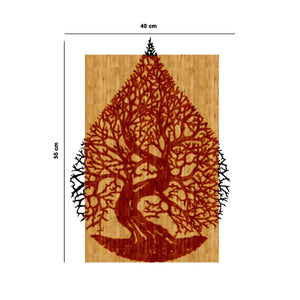 Decorazione in Metallo e Legno Albero 8, Legno, Metallo, 40x1,8x50 cm, EPIKASA