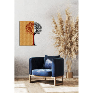 Decorazione in Metallo e Legno Albero 11, Legno, Metallo, 45x1,8x50 cm, EPIKASA