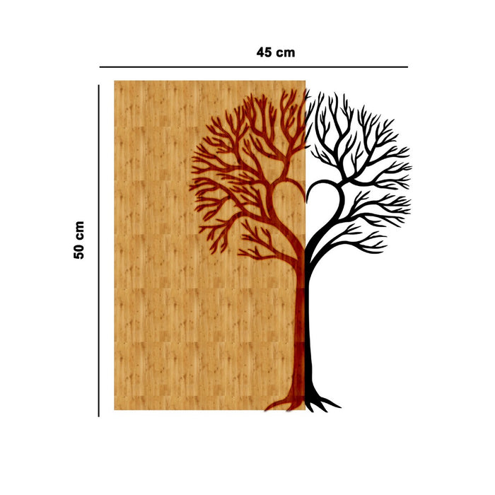 Decorazione in Metallo e Legno Albero 11, Legno, Metallo, 45x1,8x50 cm, EPIKASA